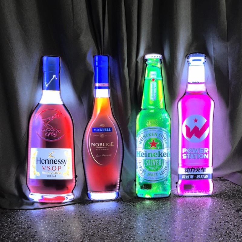 Portable Bar Wine VIP Champagne Wine Bottle Shape Led Marquee Board Sgn
