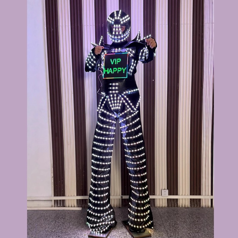 Party Nightclub LED Robot Stilt performance Costume Rechargeable