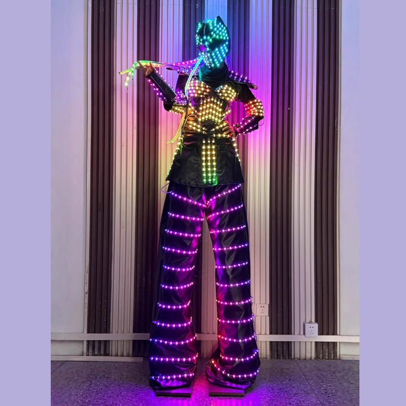 LED Gril Stilt Walkers Dance Robot Costume for Future Show