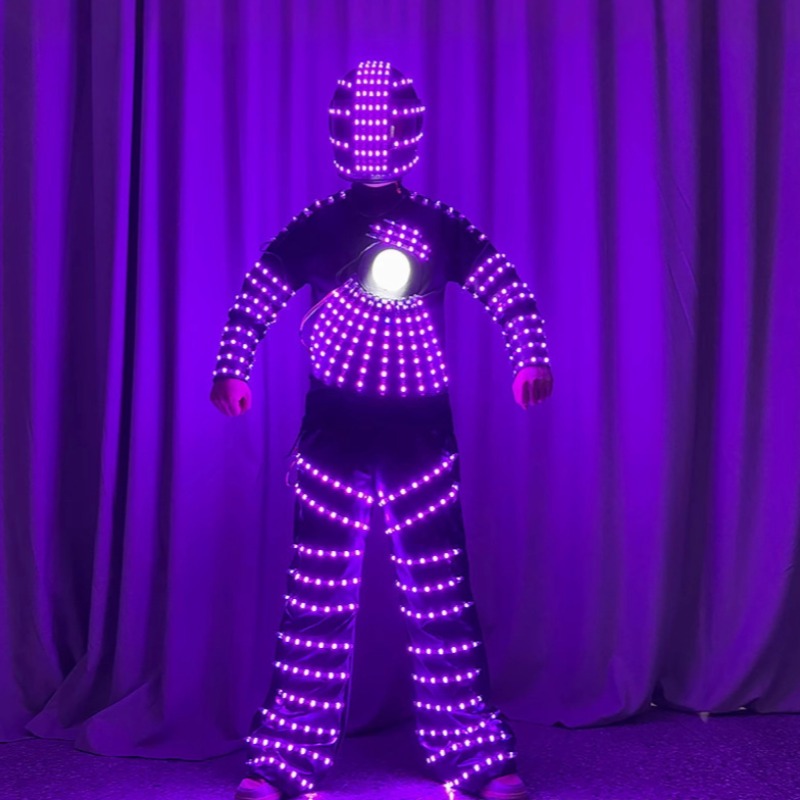 LED Luminous DJ Costumes Clothes with Helmet