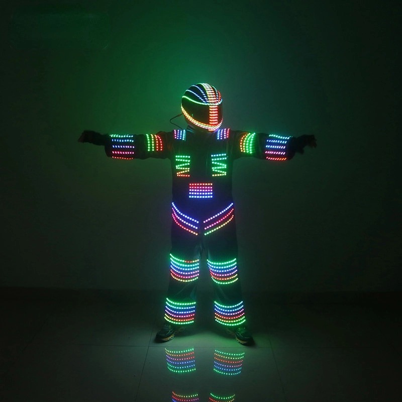 Full Color LED Robot Suit Lighting up Walker Clothing with Helmet