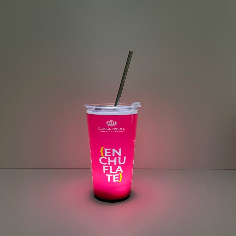 Custom LOGO 12oz 14oz 16oz Plastic Drink Cups Smart Flashing