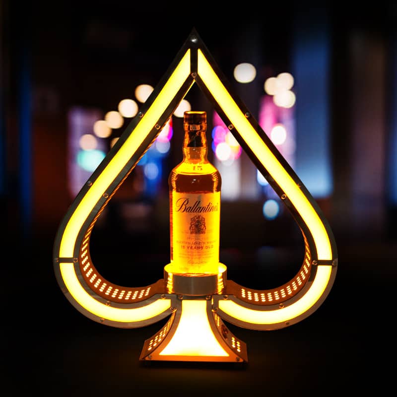 Ace of Spades High-End Stainless Steel Wine Stand Glowing Bar  Liquor Base