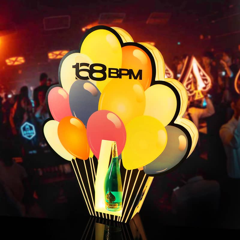 Custom logo LED Balloon Birthday Cake Bottle Presenter for Restaurant Bar