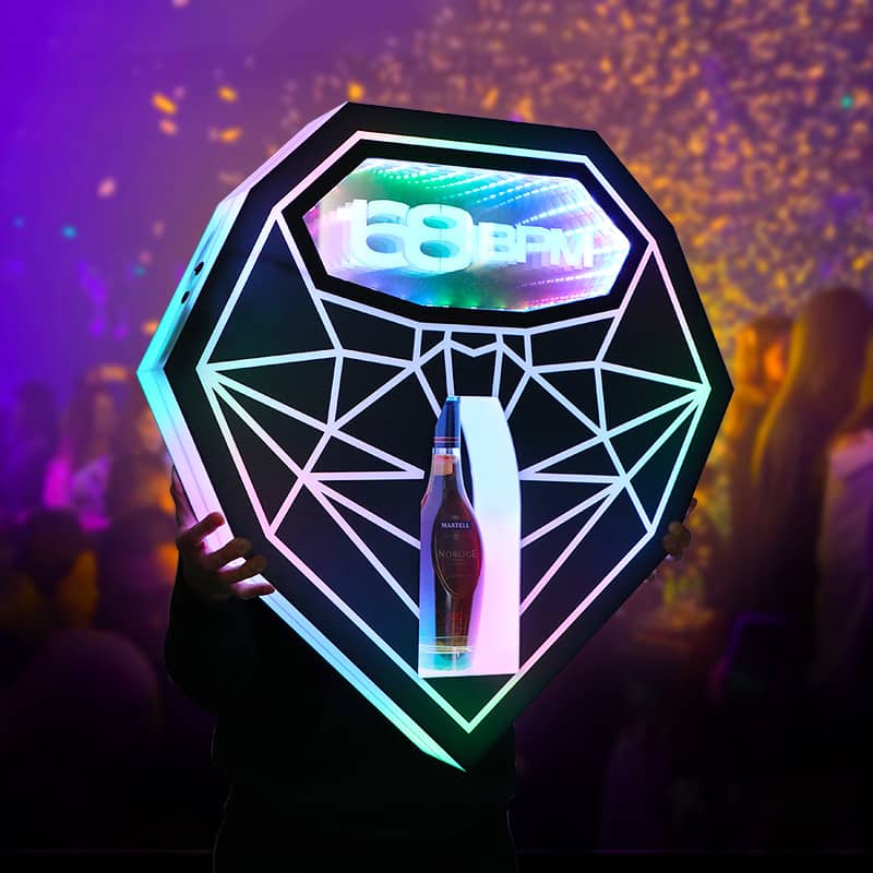 Custom logo LED Light-Up Mirror Abyss Diamond Bar Handheld Wine Seat