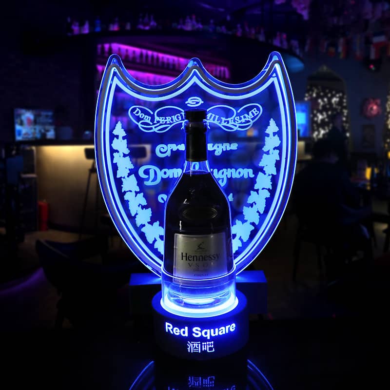 Custom Logo Acrylic led Champagne Wine Display Shelf
