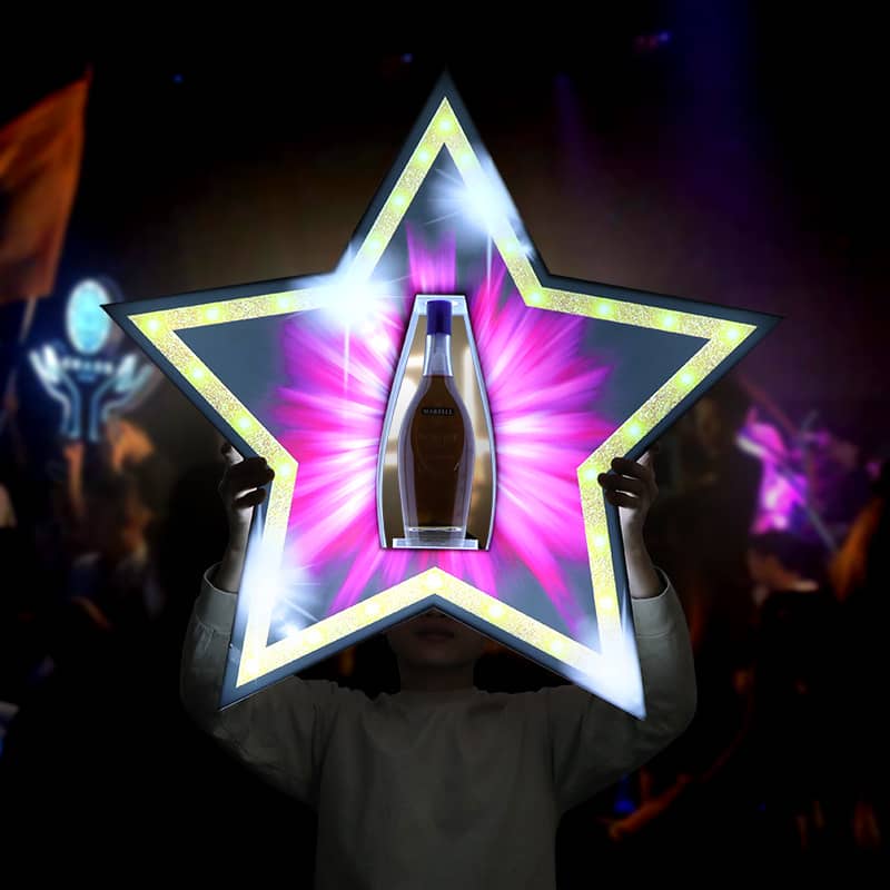 Acrylic LED Night Club Decorations Star VIP Bottle Presenter