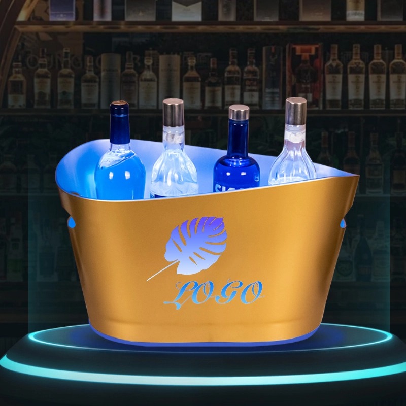 Customized logo  12L Plastic Rechargeable LED Ice Bucket