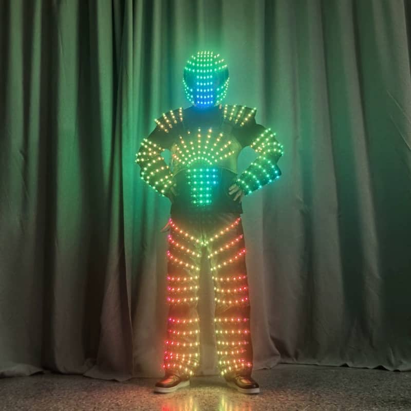 RGB Flashing LED Robot Costume with Helmet for Stage Performance
